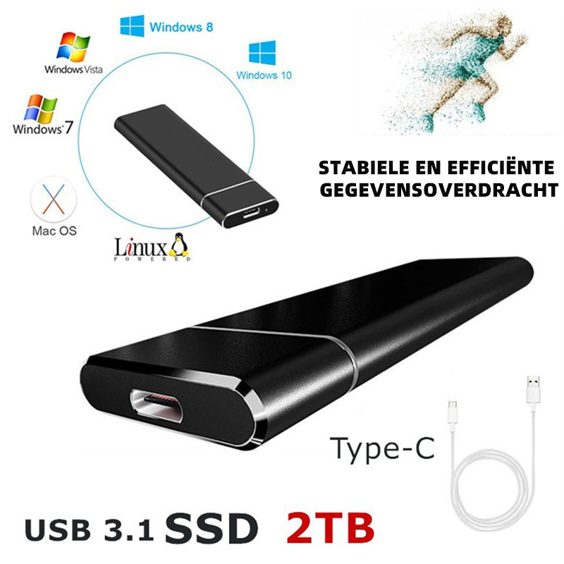 Portable External SSD with 520 MB/s Transfer Speed and Aluminium Alloy Casing