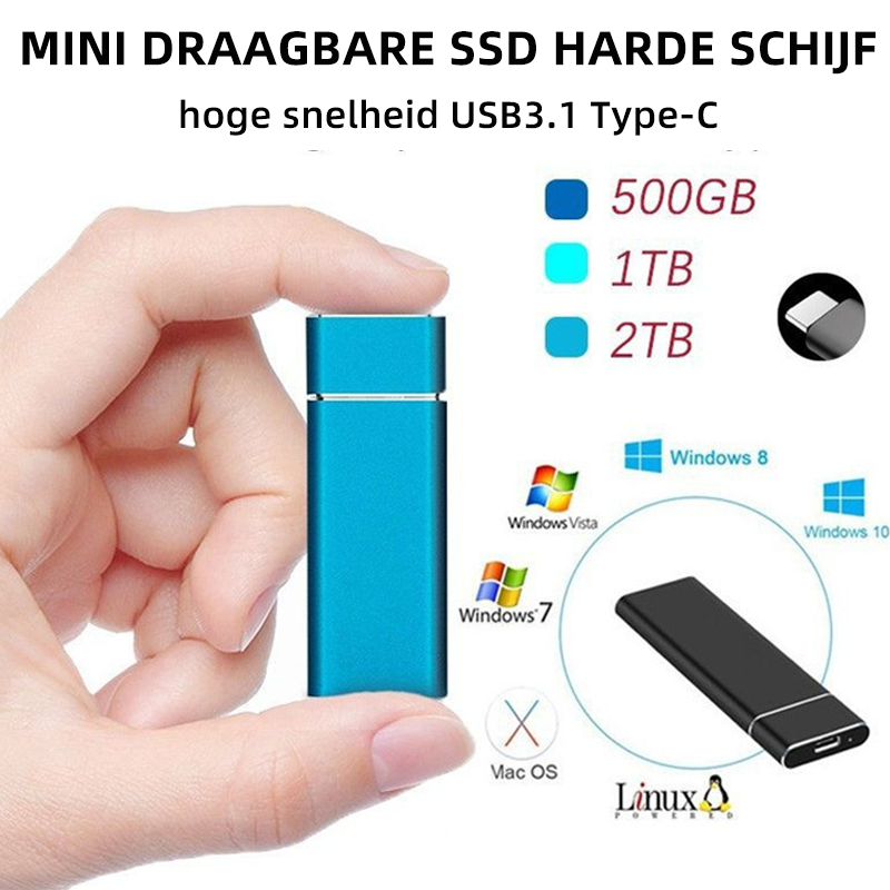 Portable External SSD with 520 MB/s Transfer Speed and Aluminium Alloy Casing