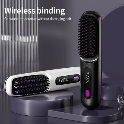 Portable Hair Styling Brush Smooth Straightening Hair Tool