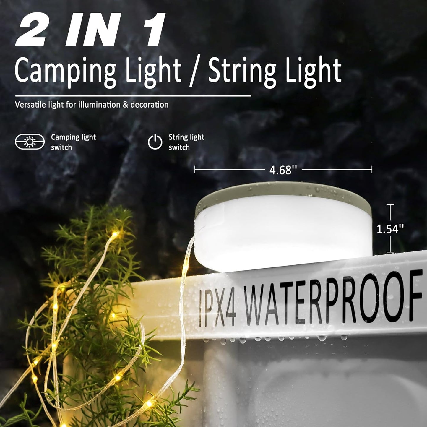 Portable LED Camping String Light USB Rechargeable Waterproof 10m Fairy Lights