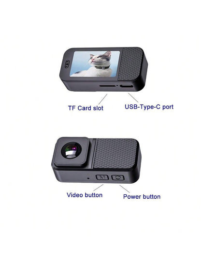 Portable Pet Camera 1080P HD Wide Angle Collar Cam