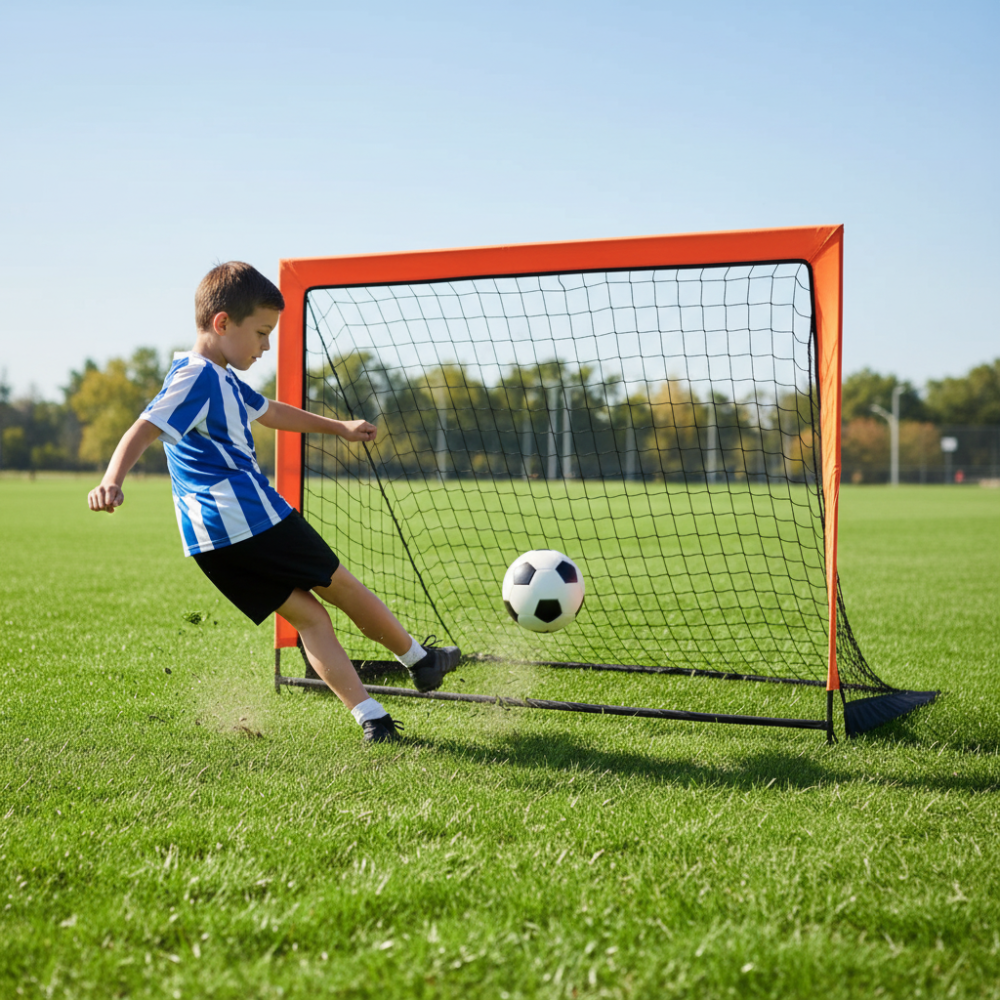 But de football portable avec filet pour l’entraînement et les jeux dans le jardin