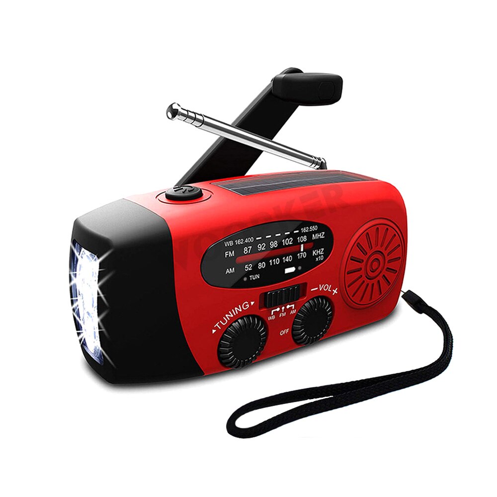 Portable Solar Hand Crank Emergency Radio with Weather Alerts