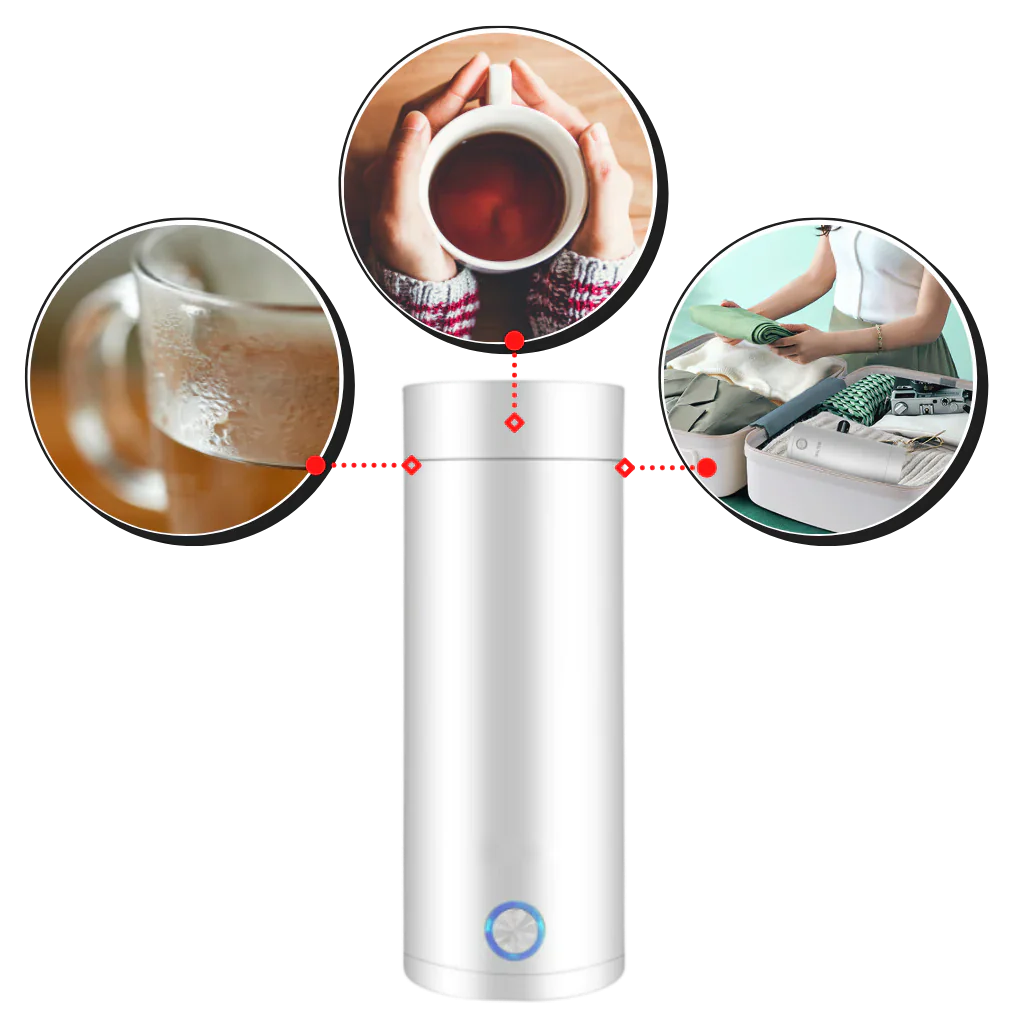 Portable Water Boiler 400ml Compact Travel Kettle with Temperature Control