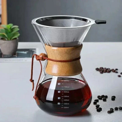 Pour-Over Coffee Pot and V60 Dripper Set with Borosilicate Glass