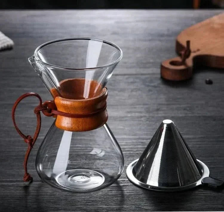 Pour-Over Coffee Pot and V60 Dripper Set with Borosilicate Glass