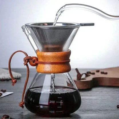 Pour-Over Coffee Pot and V60 Dripper Set with Borosilicate Glass