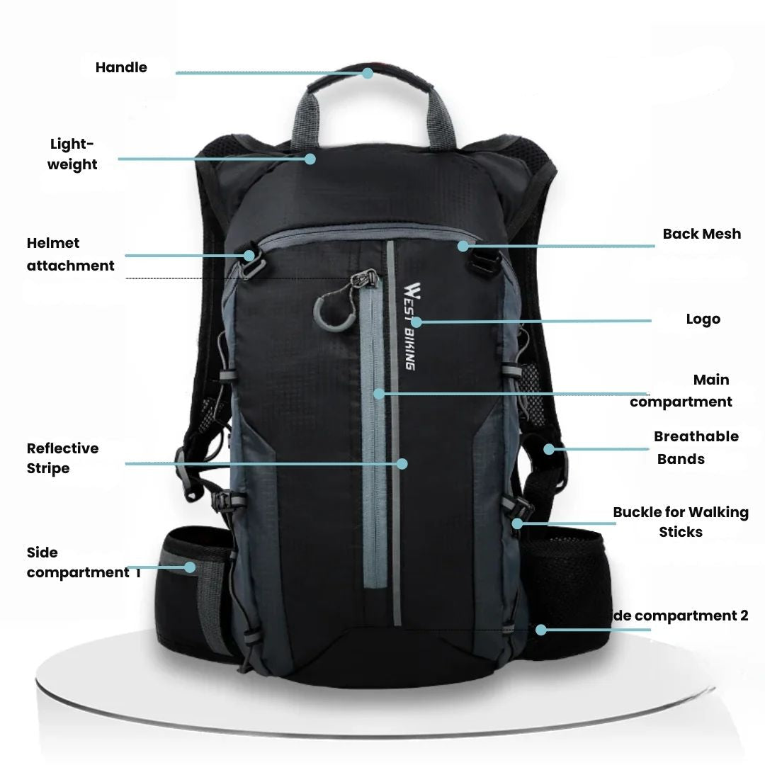 Premium Cycling Backpack with Hydration Storage and Helmet Holder