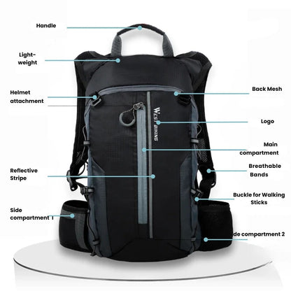 Premium Cycling Backpack with Hydration Storage and Helmet Holder