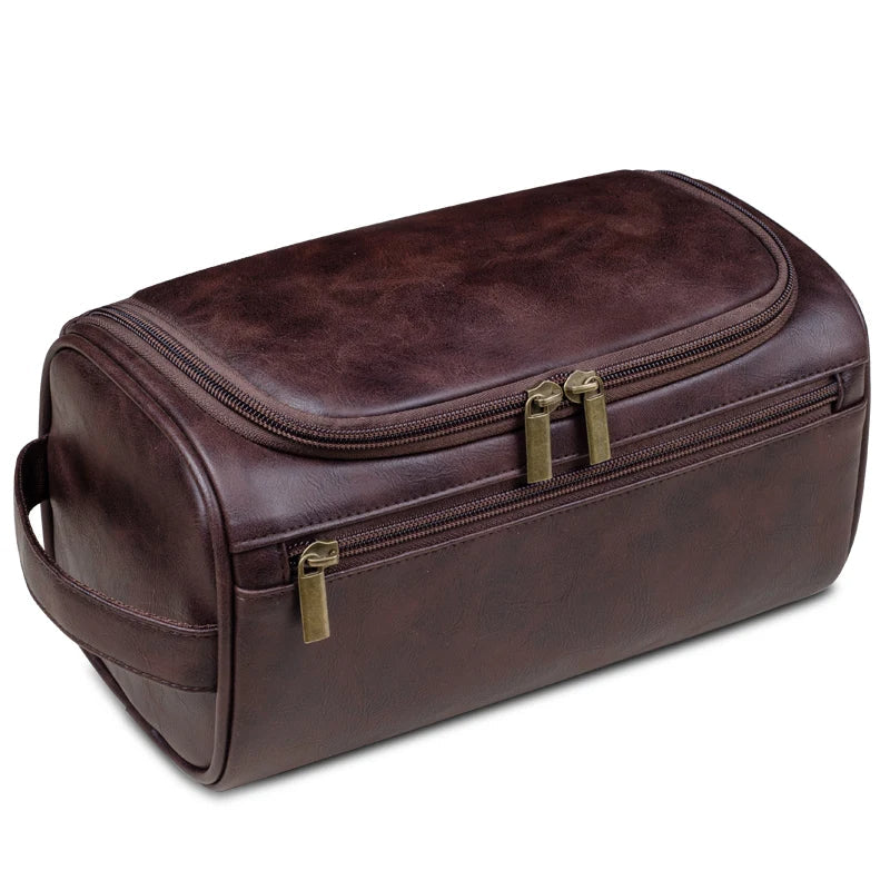 Premium Leather Toiletry Bag for Men with Hanging Hook