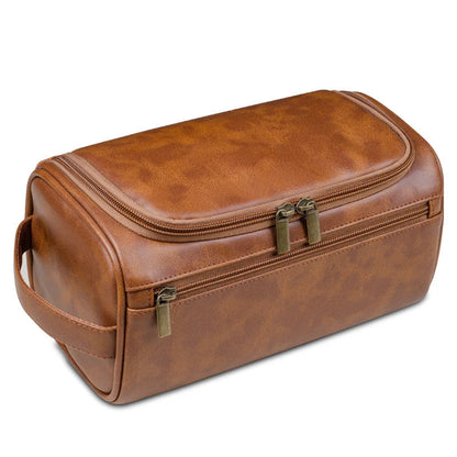 Premium Leather Toiletry Bag for Men with Hanging Hook