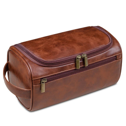 Premium Leather Toiletry Bag for Men with Hanging Hook