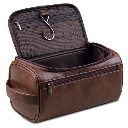 Premium Leather Toiletry Bag for Men with Hanging Hook