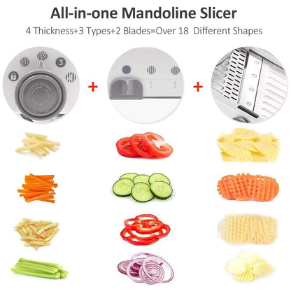 Professional Mandoline Vegetable Slicer with Adjustable Stainless Steel Blades
