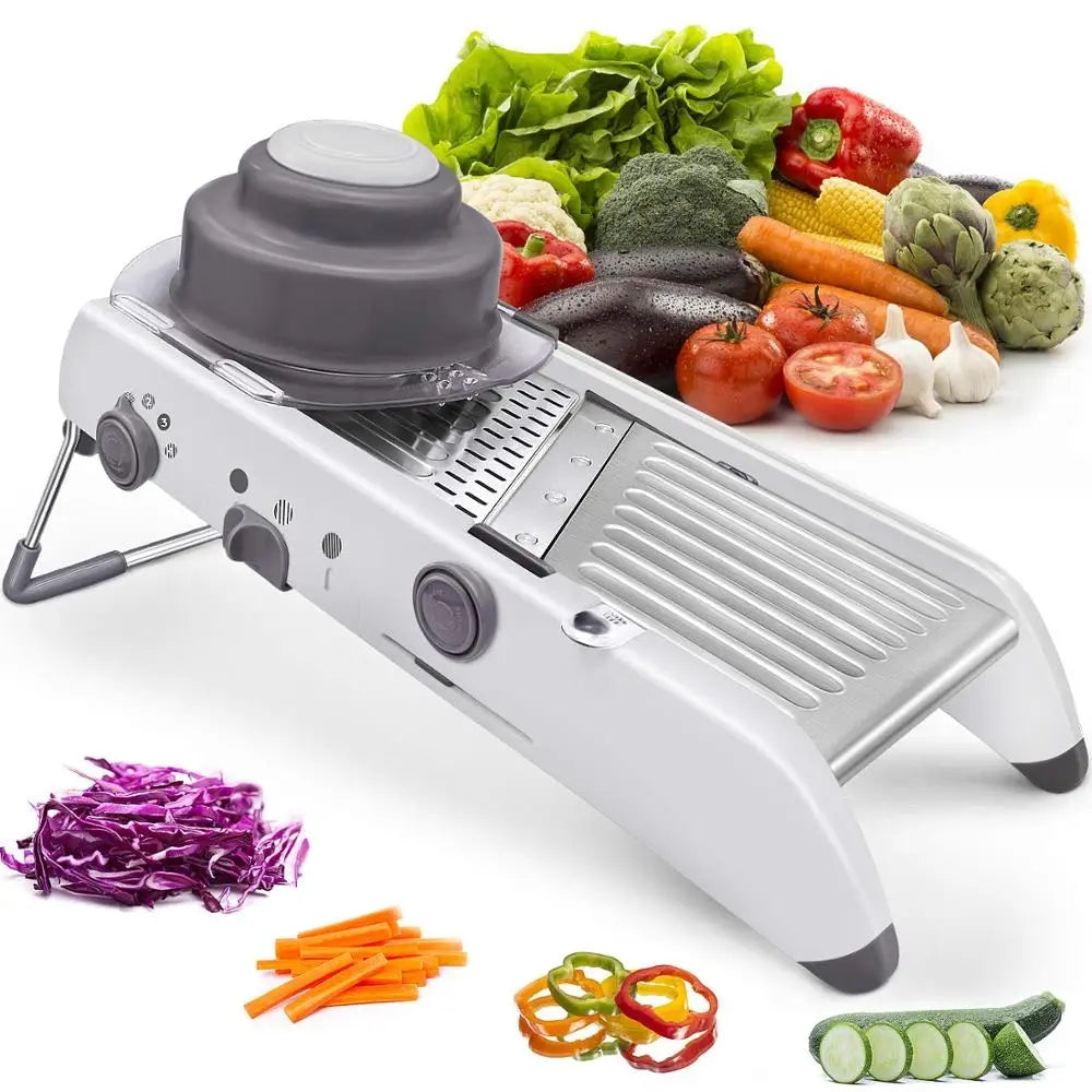 Professional Mandoline Vegetable Slicer with Adjustable Stainless Steel Blades