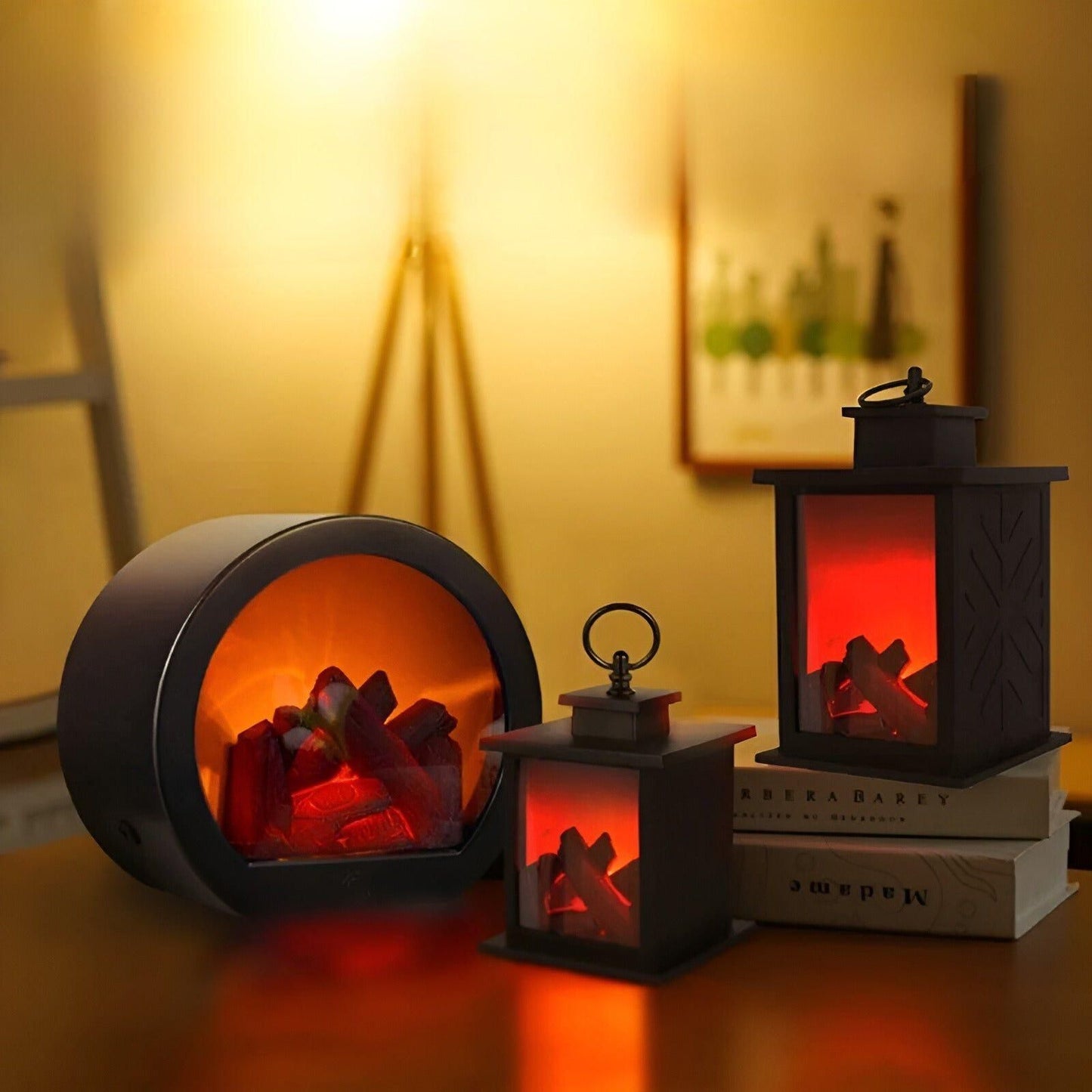 RadiantFlame LED Lantern with Realistic Flame Effect Ambient Lamp