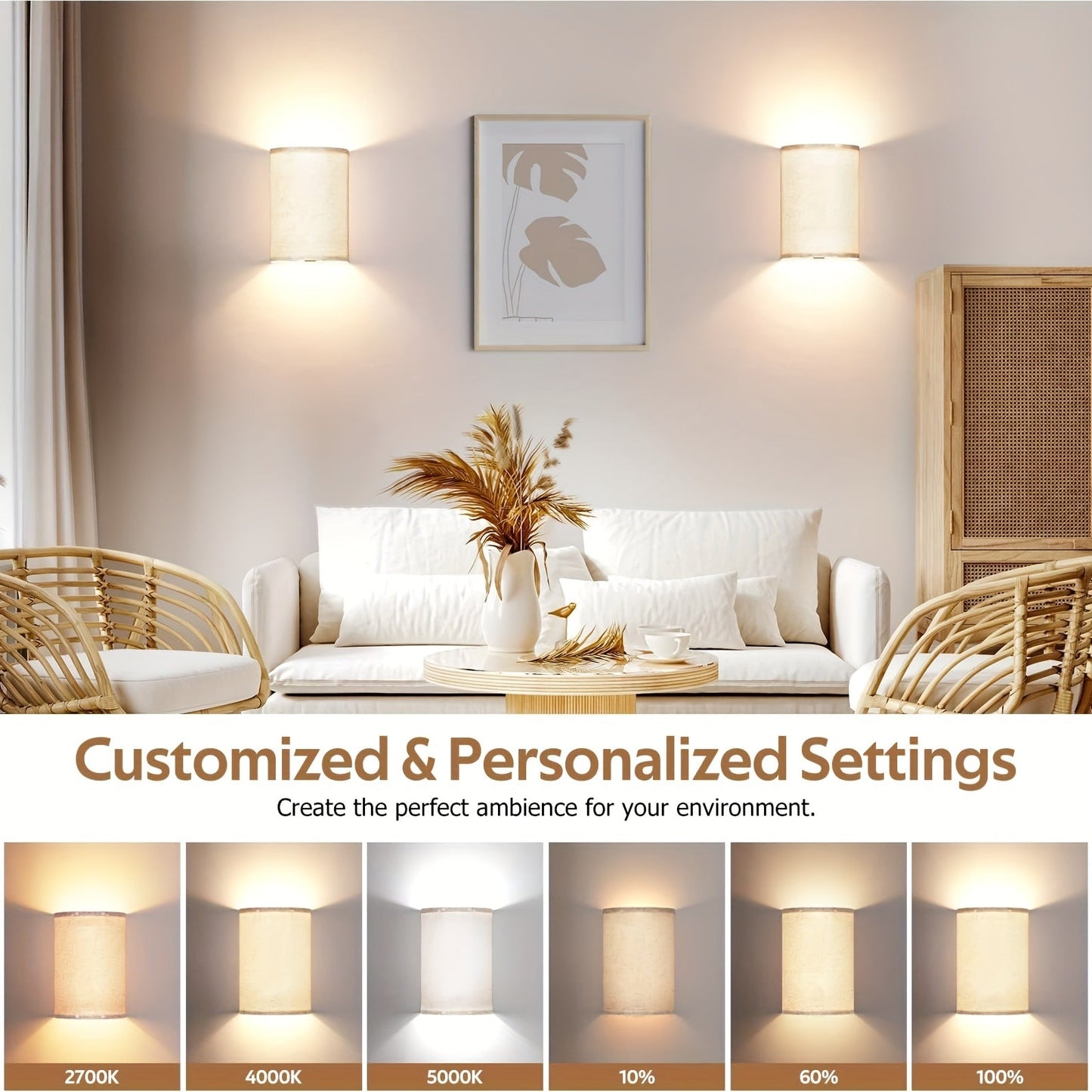 RadiantWall Wireless Wall Lights 2 Pack Rechargeable LED Lamps with Remote