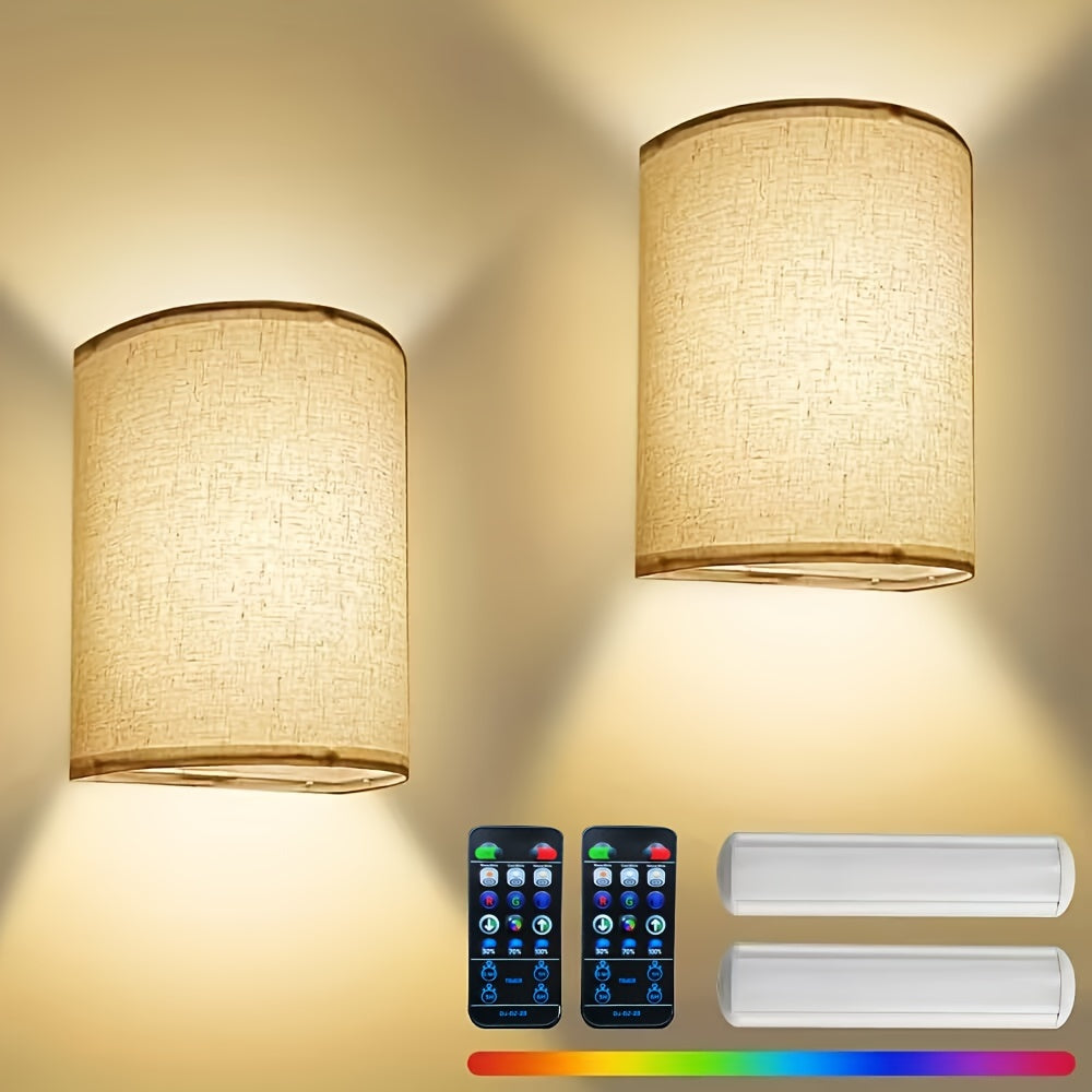 RadiantWall Wireless Wall Lights 2 Pack Rechargeable LED Lamps with Remote