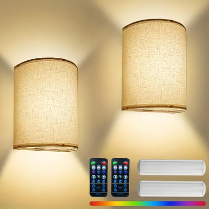 RadiantWall Wireless Wall Lights 2 Pack Rechargeable LED Lamps with Remote