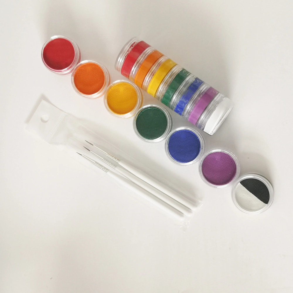 Kit de peinture corporelle arc-en-ciel bicolore pour des créations artistiques sur le visage