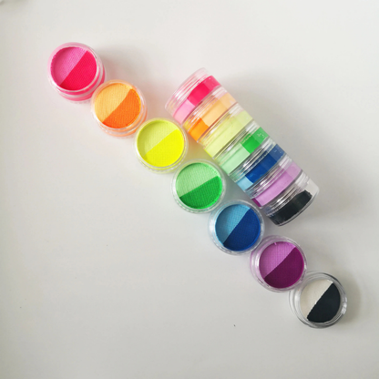 Kit de peinture corporelle arc-en-ciel bicolore pour des créations artistiques sur le visage