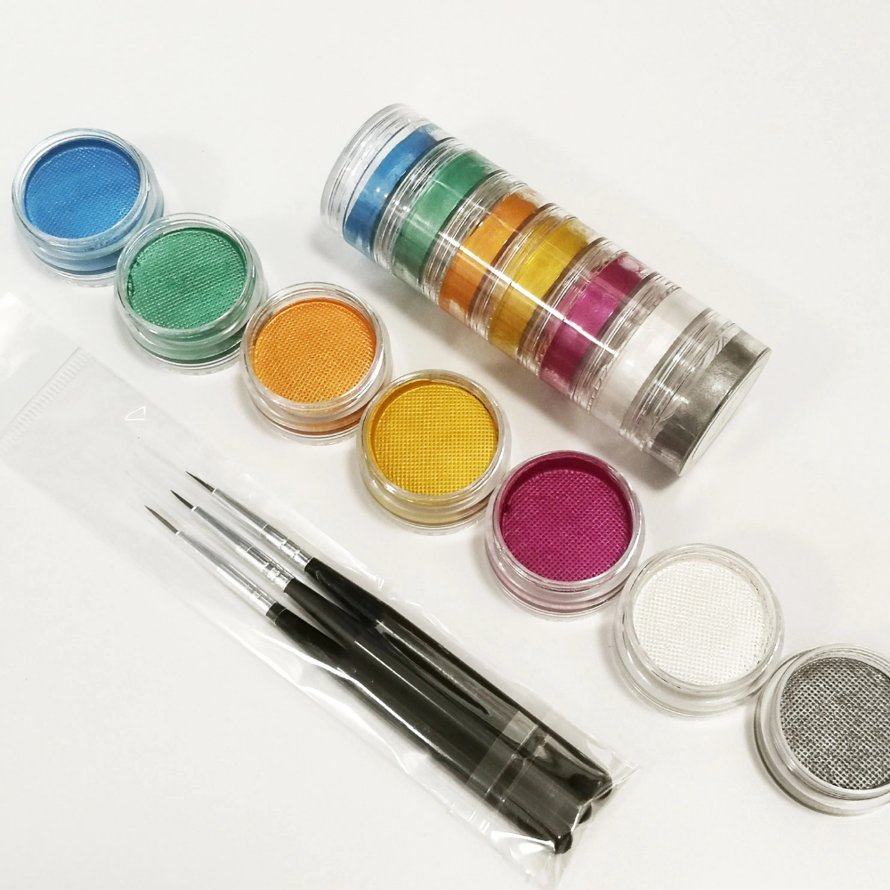 Kit de peinture corporelle arc-en-ciel bicolore pour des créations artistiques sur le visage