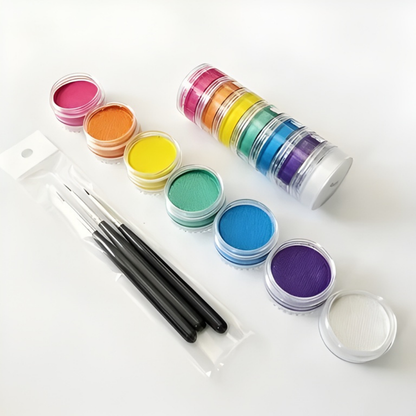 Kit de peinture corporelle arc-en-ciel bicolore pour des créations artistiques sur le visage