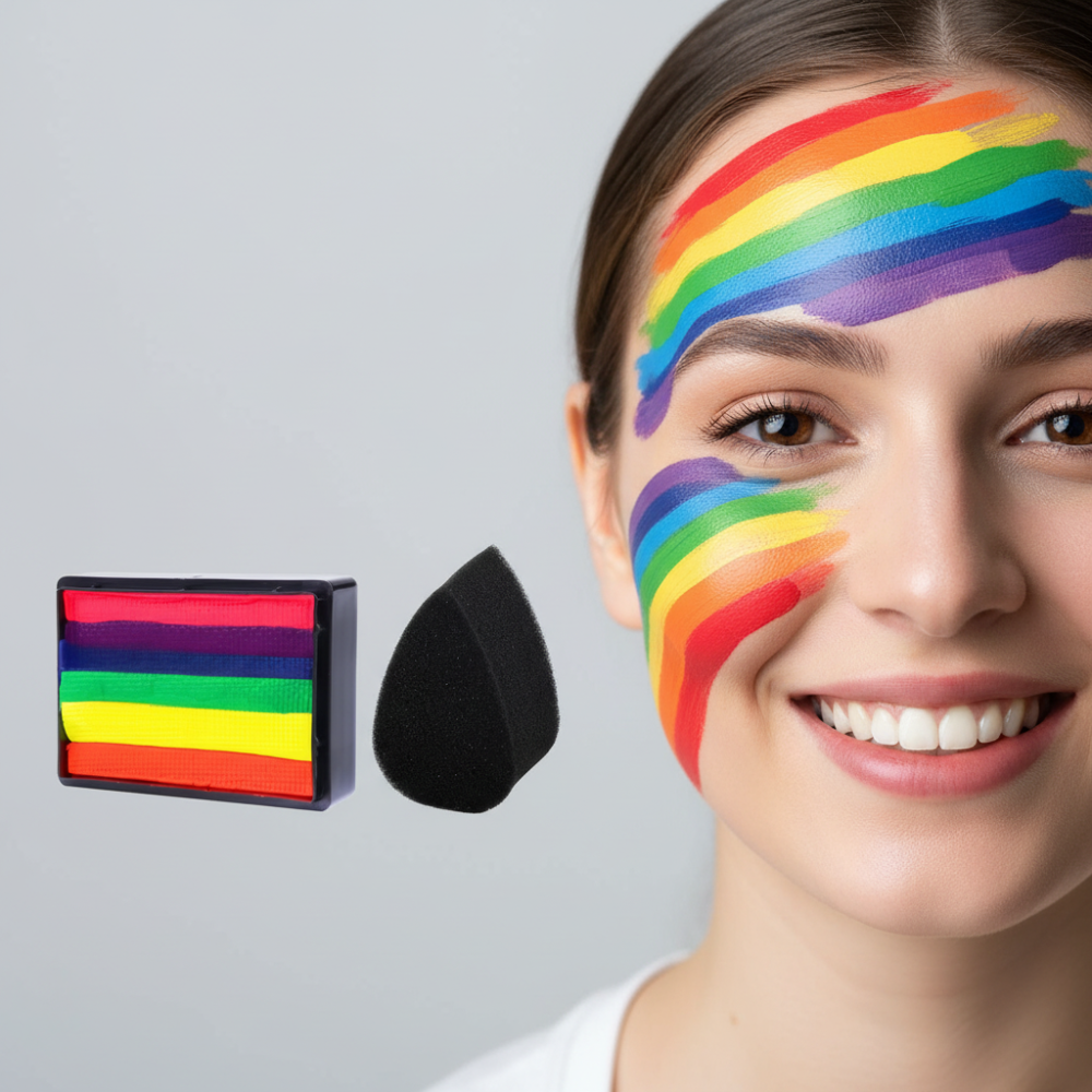 Kit de peinture arc-en-ciel bicolore pour le visage et le corps