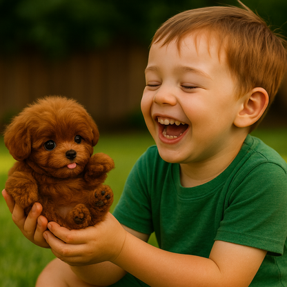 Realistic Weighted Puppy Toy with Soft Synthetic Leather
