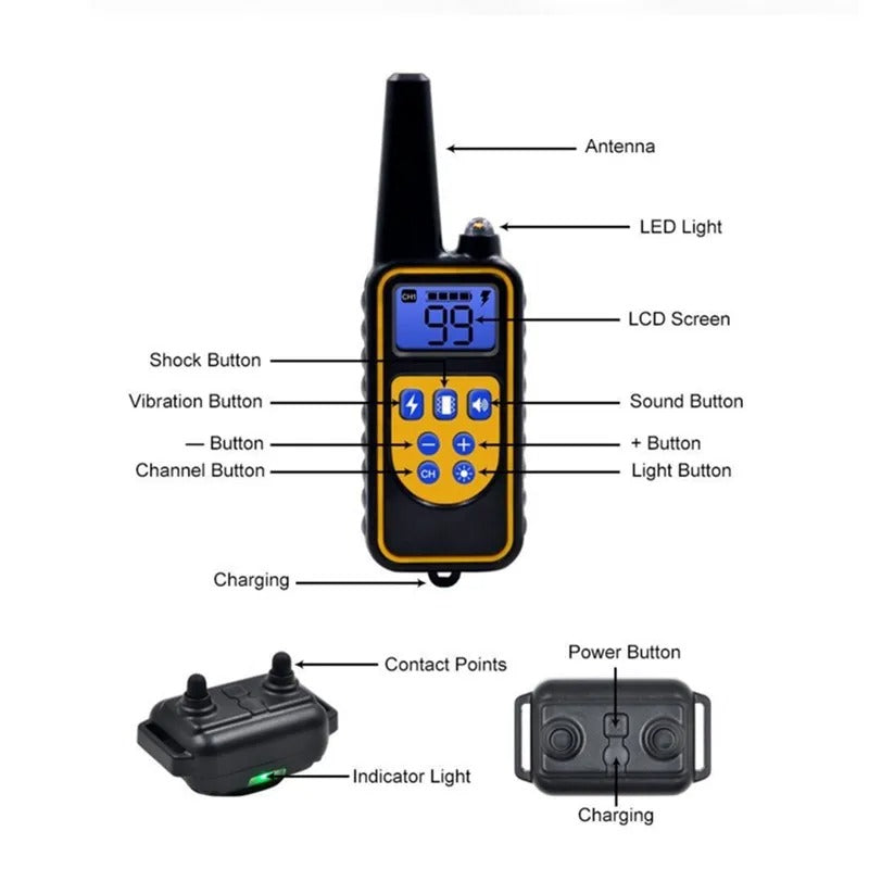 Rechargeable Anti Bark Dog Collar with Remote and Waterproof Design
