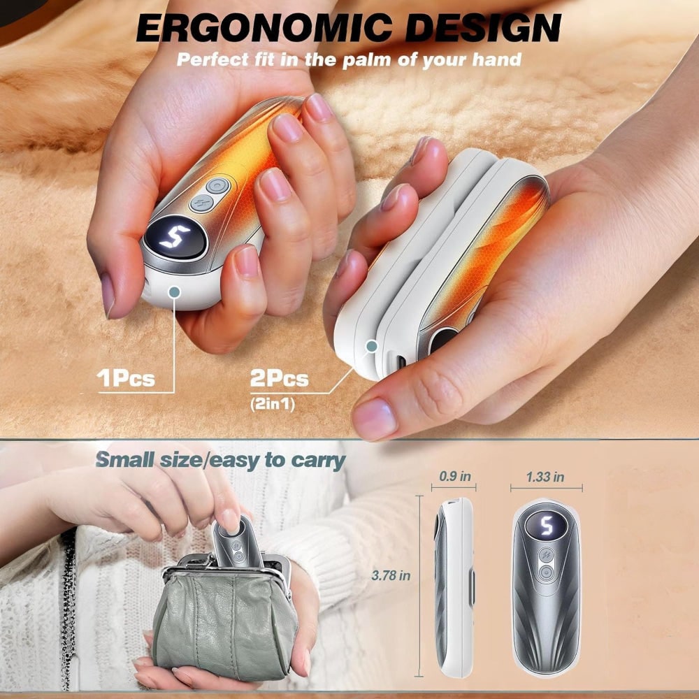 Rechargeable Electric Hand Warmers LED Display Reusable Portable Pocket Heater Set