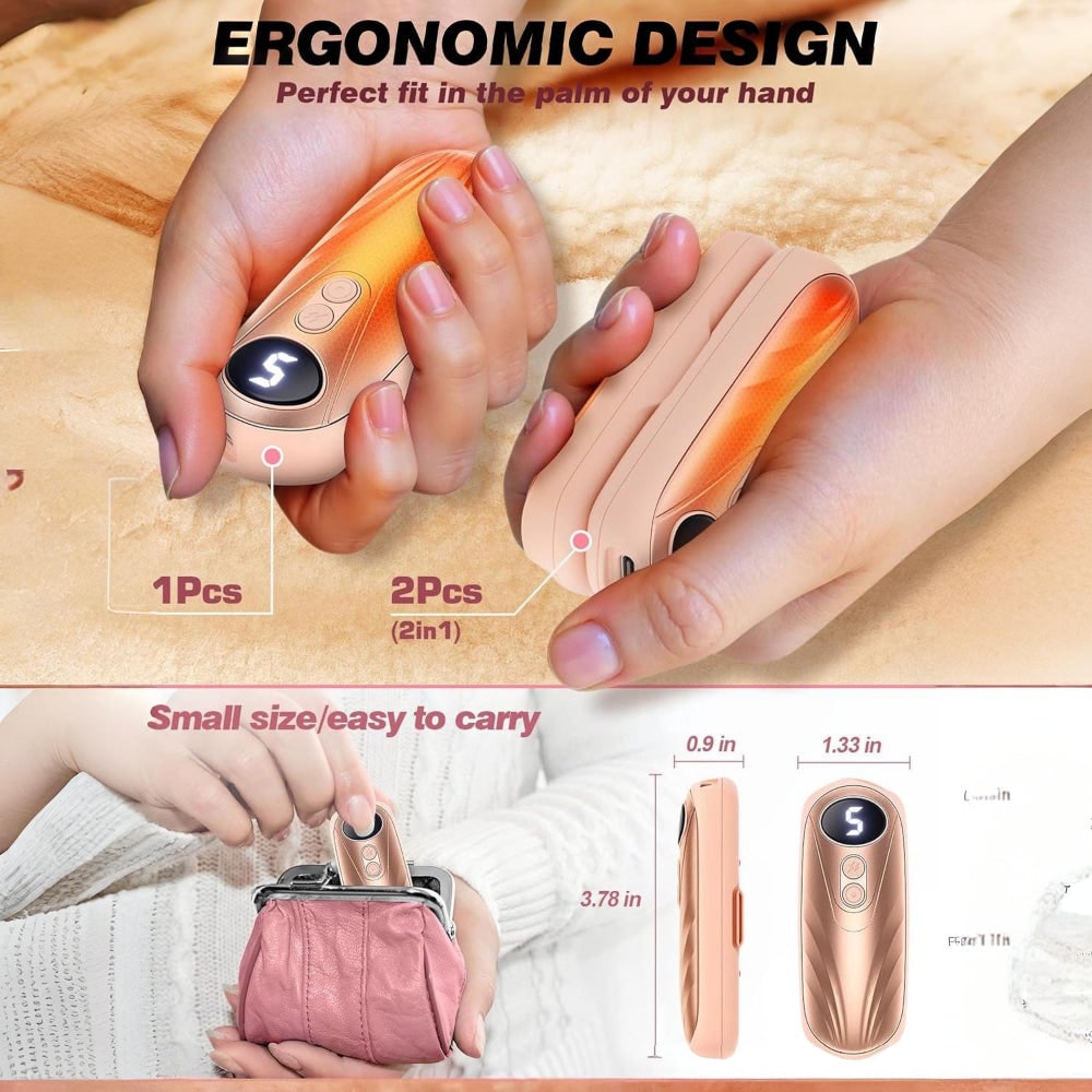 Rechargeable Electric Hand Warmers LED Display Reusable Portable Pocket Heater Set