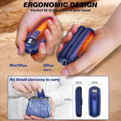 Rechargeable Electric Hand Warmers LED Display Reusable Portable Pocket Heater Set