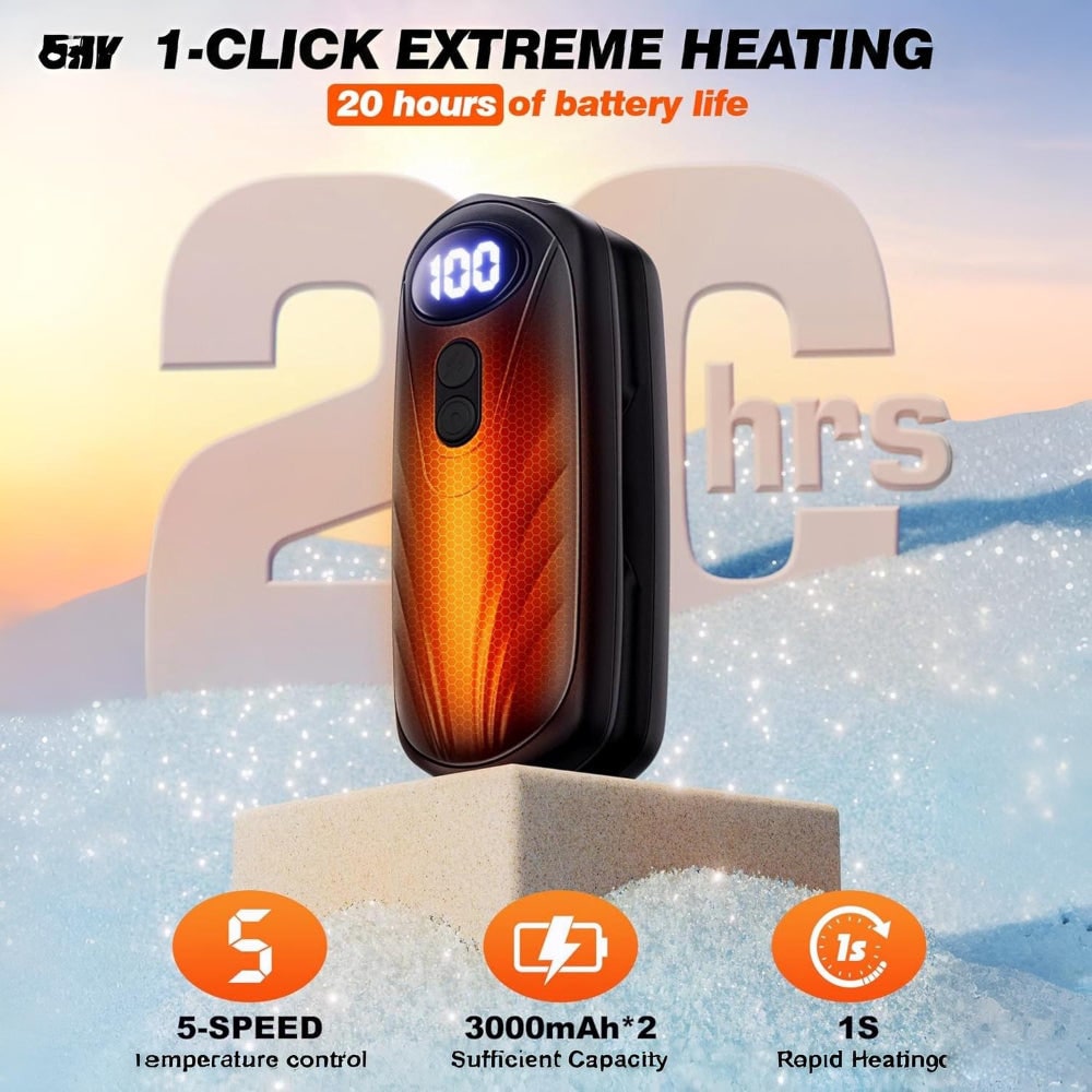 Rechargeable Electric Hand Warmers LED Display Reusable Portable Pocket Heater Set