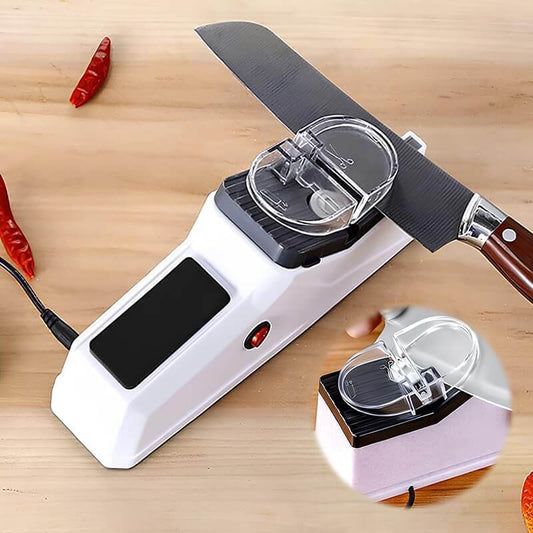 Rechargeable Electric Knife Sharpener with Stainless Steel Grinding Unit