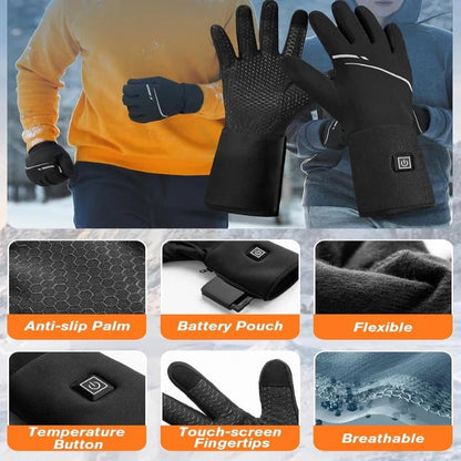 Forros térmicos recargables para guantes, con temperatura ajustable, tejido elástico fino y bolsillo para la batería