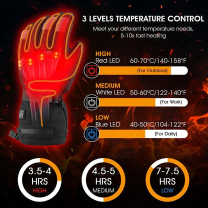 Forros térmicos recargables para guantes, con temperatura ajustable, tejido elástico fino y bolsillo para la batería