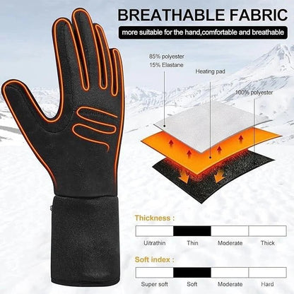 Forros térmicos recargables para guantes, con temperatura ajustable, tejido elástico fino y bolsillo para la batería