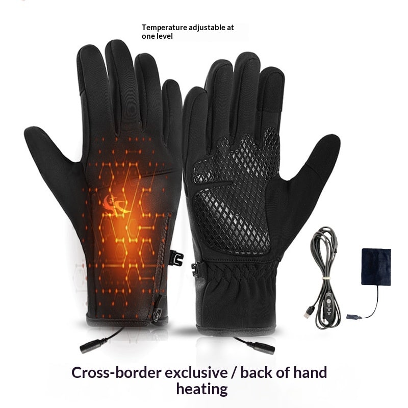 Rechargeable Heated Gloves USB Powered Touchscreen Compatible Non Slip Palm Winter Outdoor