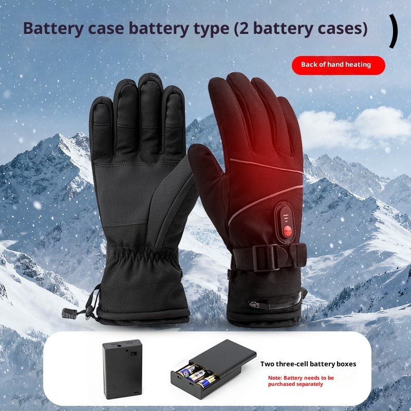 Rechargeable Heated Gloves Waterproof Textured Grip Adjustable Wrist Strap Winter Outdoor