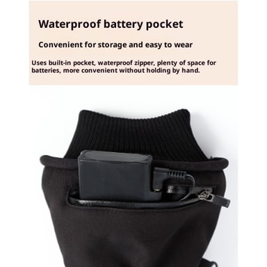 Rechargeable Heated Gloves Waterproof Textured Grip Adjustable Wrist Strap Winter Outdoor