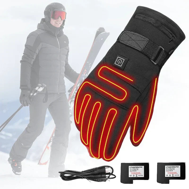 Aufladbare beheizte Handschuhe, wasserdichte Thermo-Touchscreen-Winterhandschuhe und Handwärmer für den Outdoor-Bereich