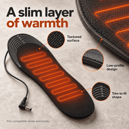 Oplaadbare verwarmde inlegzolen met instelbare warmte, op maat te knippen