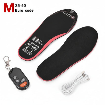 Plantillas térmicas recargables con control remoto inalámbrico, insertos de fibra de carbono para zapatos y calor ajustable