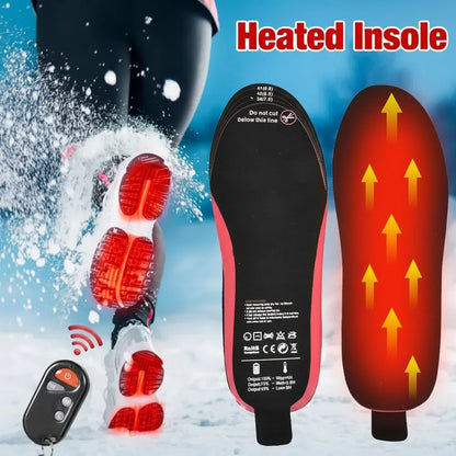 Plantillas térmicas recargables con control remoto inalámbrico, insertos de fibra de carbono para zapatos y calor ajustable