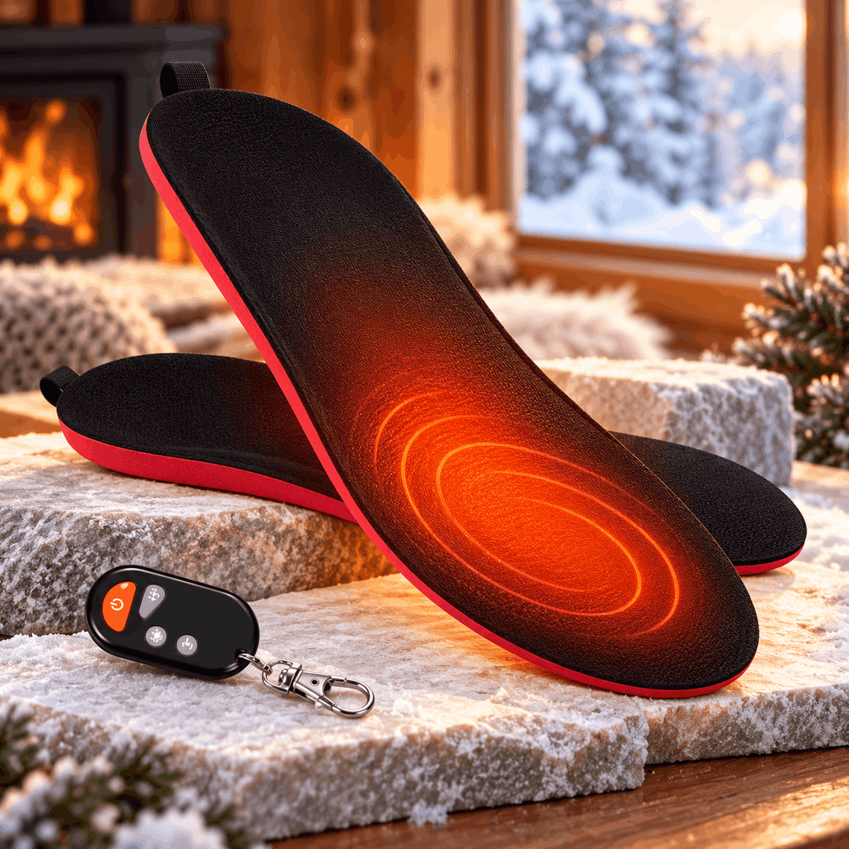 Plantillas térmicas recargables para zapatos, con control remoto inalámbrico, soporte para el arco plantar y calor para el invierno
