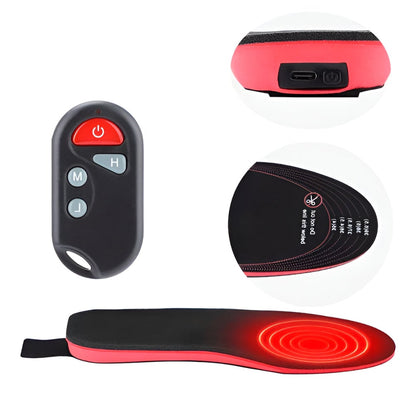 Plantillas térmicas recargables para zapatos, con control remoto inalámbrico, soporte para el arco plantar y calor para el invierno