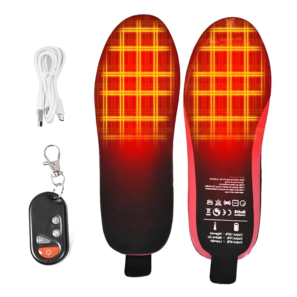 Plantillas térmicas recargables para zapatos, con control remoto inalámbrico, soporte para el arco plantar y calor para el invierno