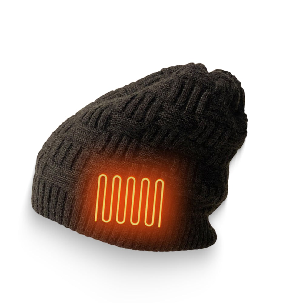 Rechargeable Heated Winter Beanie Ear Flaps 3400mAh Battery Knit Skull Cap Hat