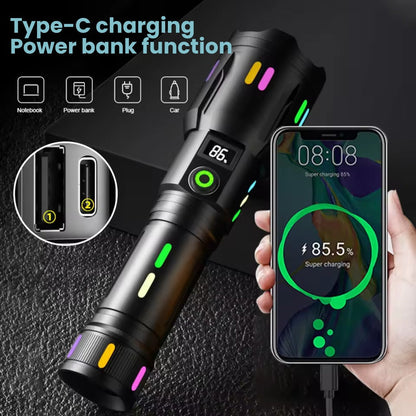 Rechargeable High Power LED Flashlight with Adjustable Beam